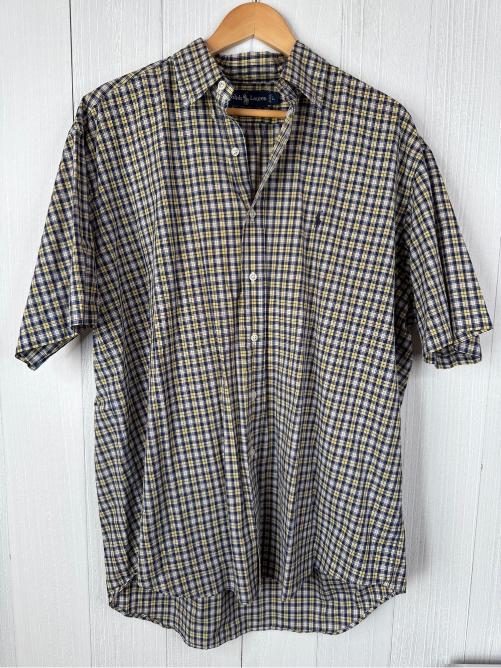 Ralph Lauren Vintage Yellow & Blue Plaid Short-Sleeve Shirt